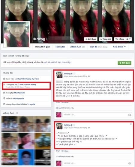 Cô bạn Hương L - người được cho là có hành động lăng mạ bố mẹ trên Facebook